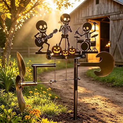 🔥HOT SALE 49% OFF💀🎃Halloween Skeleton Metal Drummer Kinetic Wind Spinner-✈️ (Free Delivery Fee)