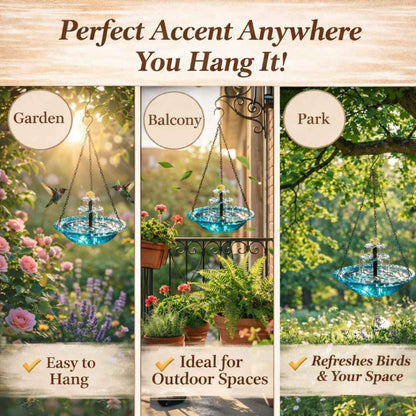 🐦 Solar Bird Bath Fountain | Hanging Cascade Garden Decor