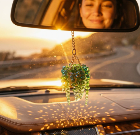 🔥Last Day 50% OFF| 🌟Mini Woven Basket Beaded Plant Suncatcher - Longer Strands🍀☀️