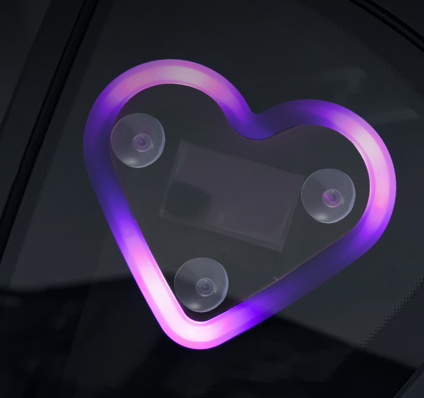 🔥 Solar Powered Wireless LED Heart Shape C-Pillar Neon Light