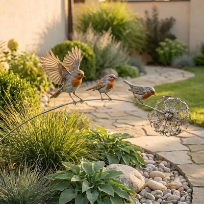 🔥LAST DAY 70% OFF🪴⚙️Handcrafted Metal Branch Garden Stake🍃🌬️ with Dandelion Wind Sculpture🌼🪶✨