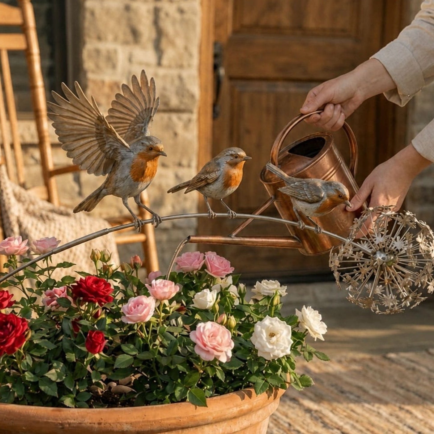 🔥LAST DAY 70% OFF🪴⚙️Handcrafted Metal Branch Garden Stake🍃🌬️ with Dandelion Wind Sculpture🌼🪶✨