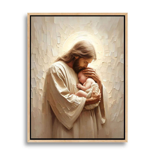 ✝️ Jesus with Baby Canvas | Religious Wall Decor