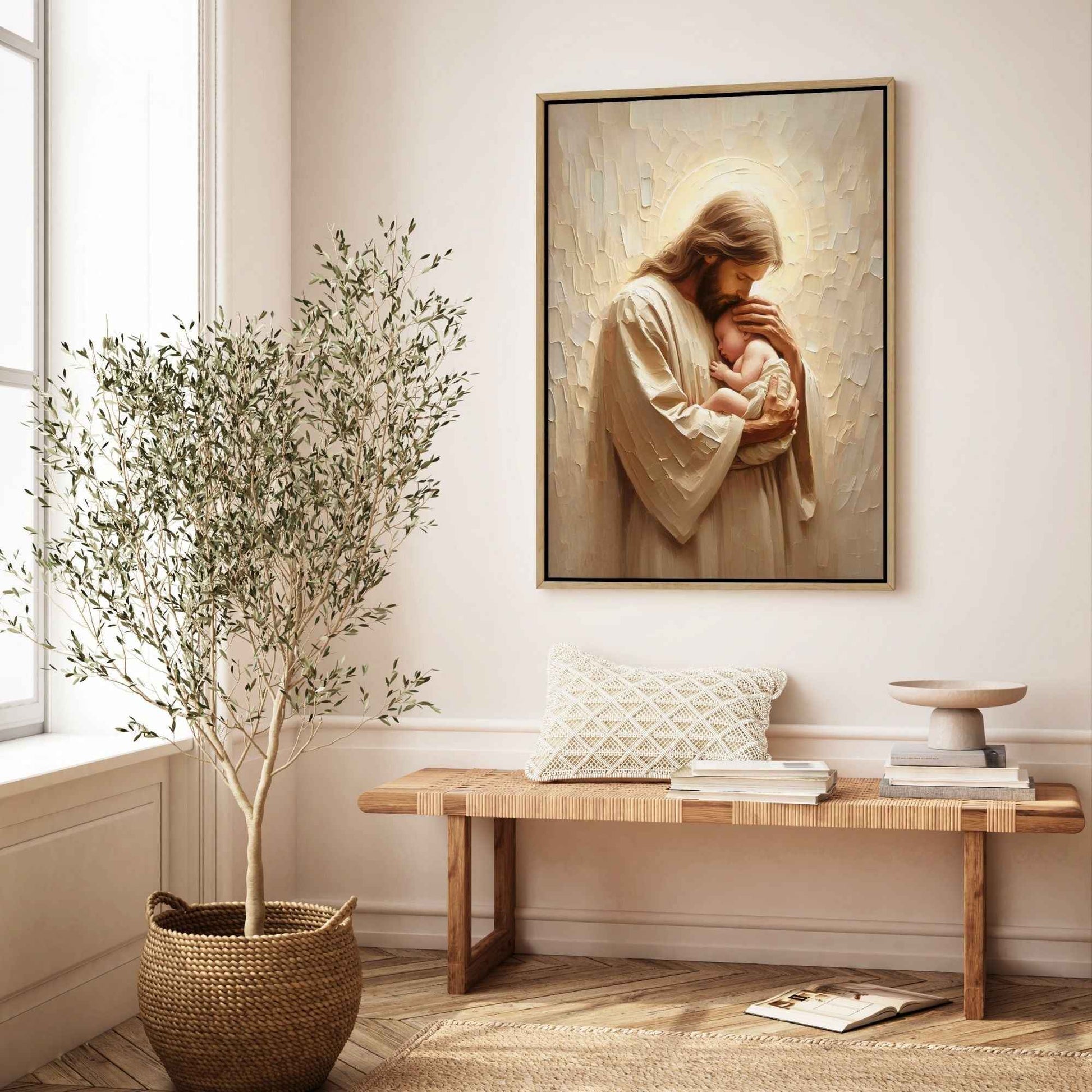 ✝️ Jesus with Baby Canvas | Religious Wall Decor