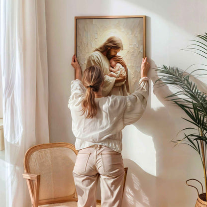 ✝️ Jesus with Baby Canvas | Religious Wall Decor