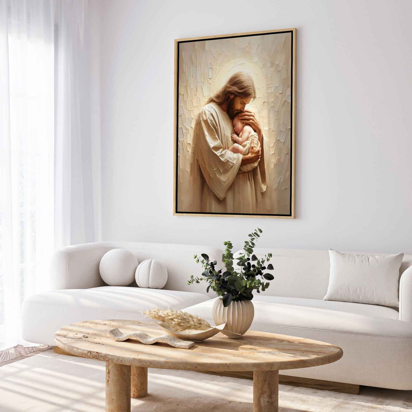 ✝️ Jesus with Baby Canvas | Religious Wall Decor