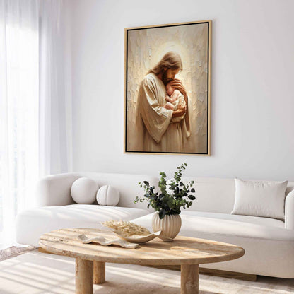 ✝️ Jesus with Baby Canvas | Religious Wall Decor