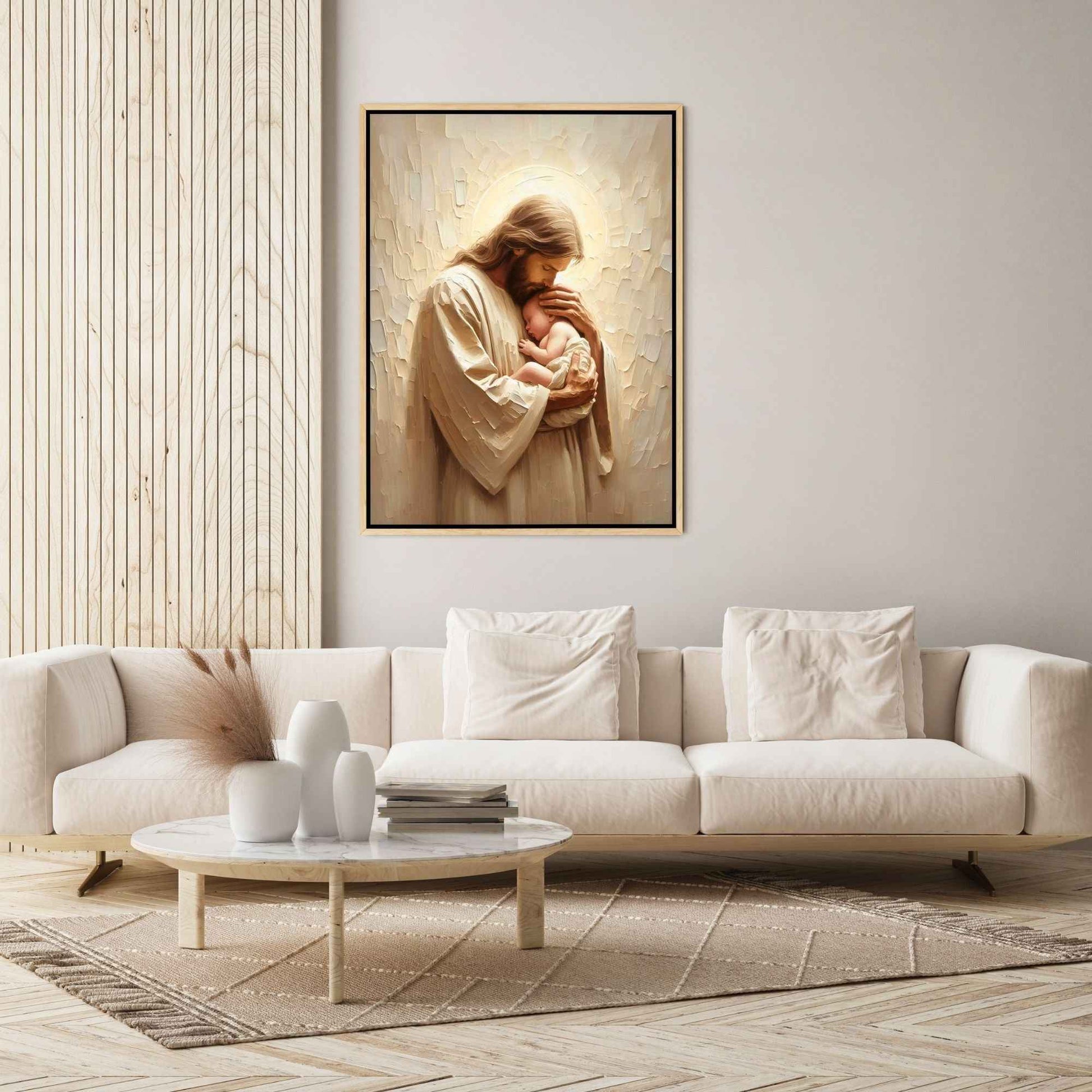 ✝️ Jesus with Baby Canvas | Religious Wall Decor