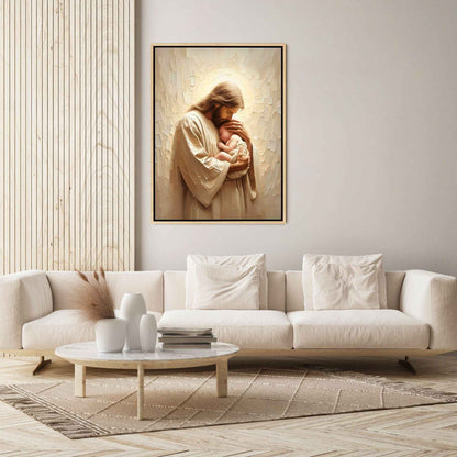 ✝️ Jesus with Baby Canvas | Religious Wall Decor