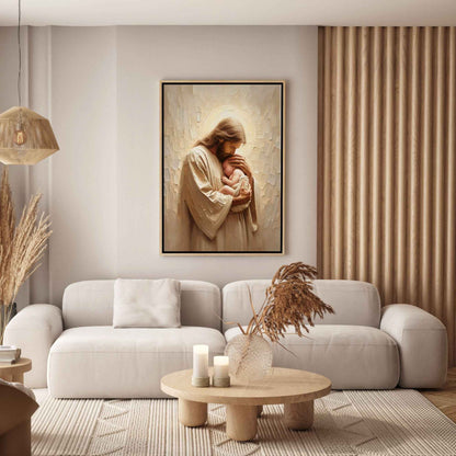 ✝️ Jesus with Baby Canvas | Religious Wall Decor