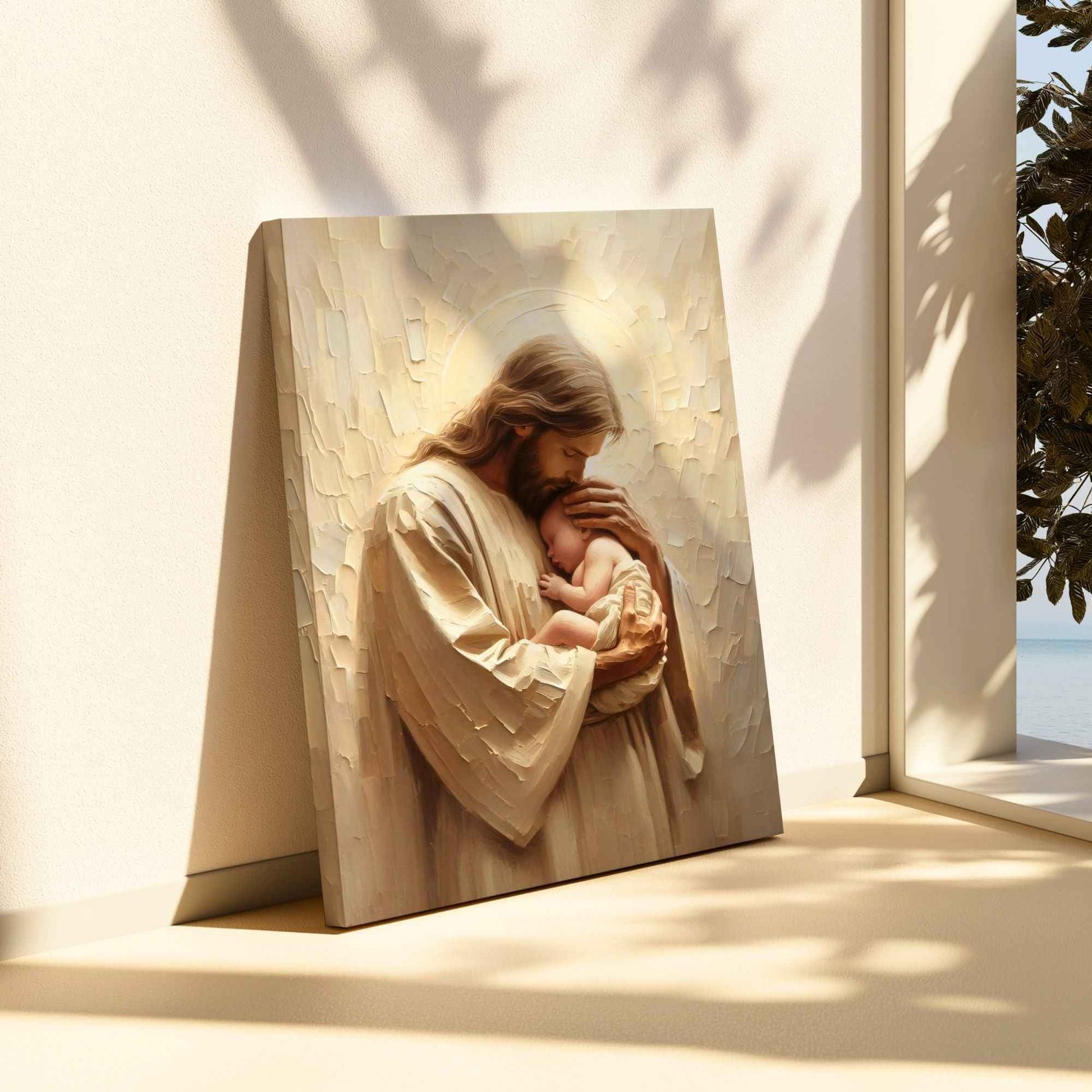 ✝️ Jesus with Baby Canvas | Religious Wall Decor