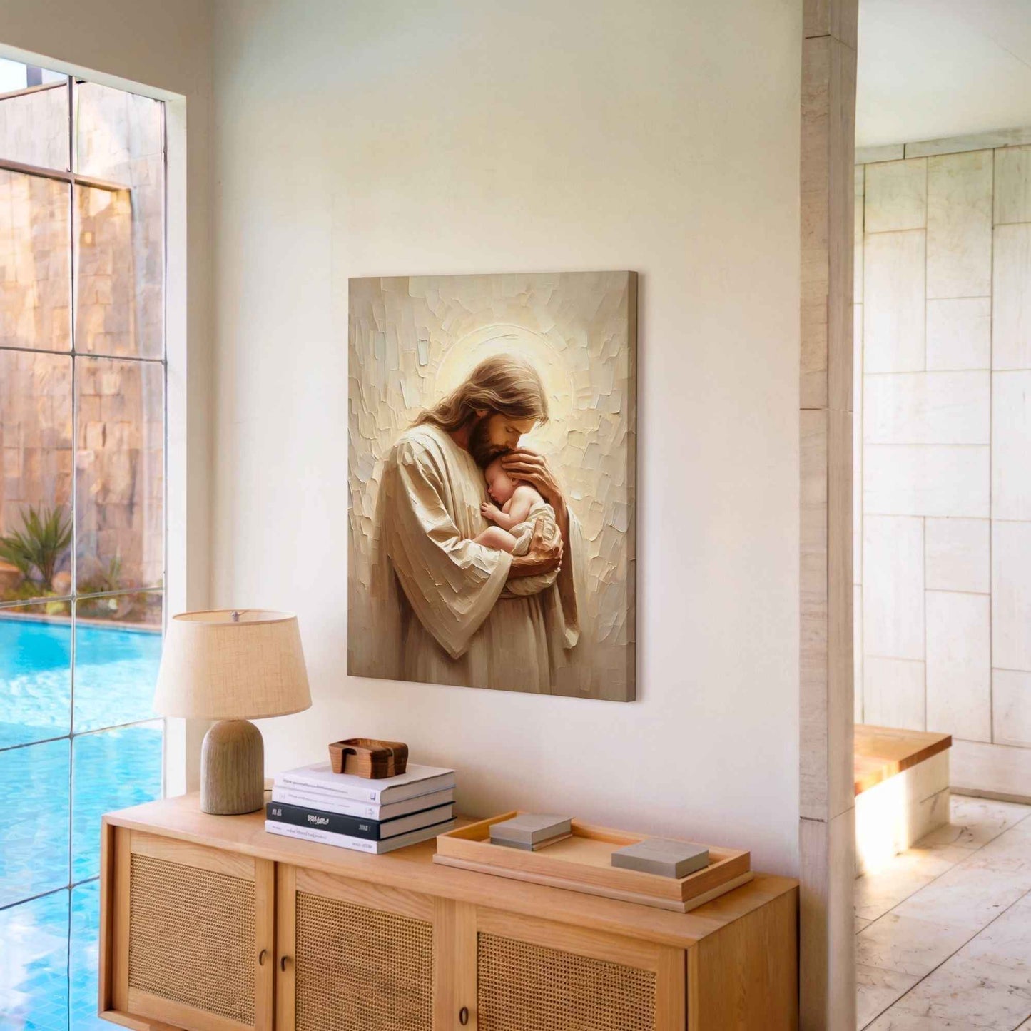 ✝️ Jesus with Baby Canvas | Religious Wall Decor