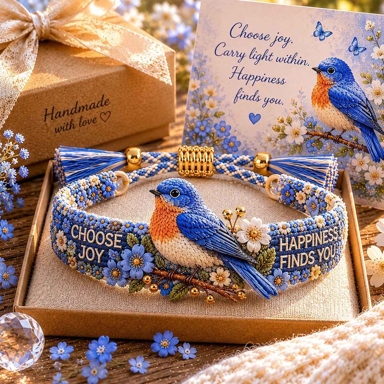 🏆Limited Time Sale 49% OFF💙Handmade Bird/Bees Embroidered Bracelet Collection