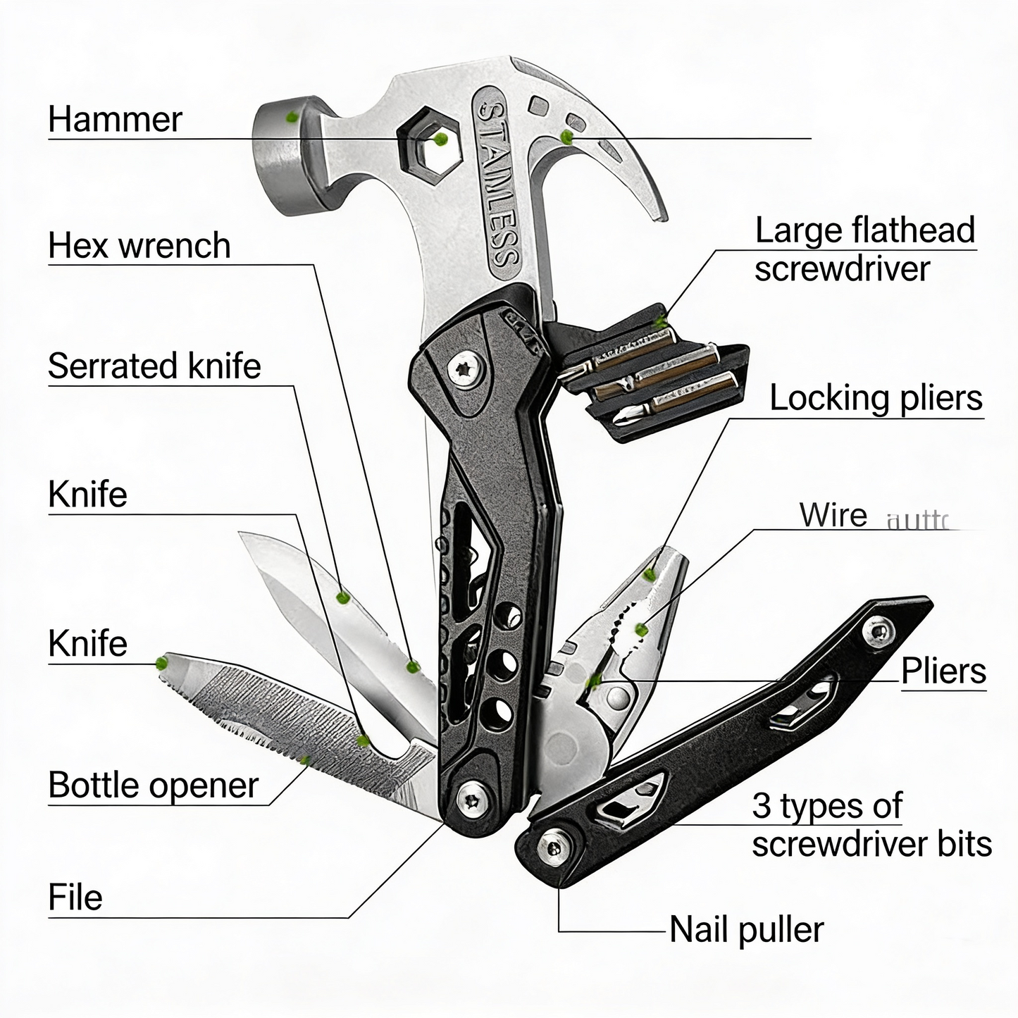 ⚙️ 12-in-1 Hammer Wrench Tool | Portable Repair Companion