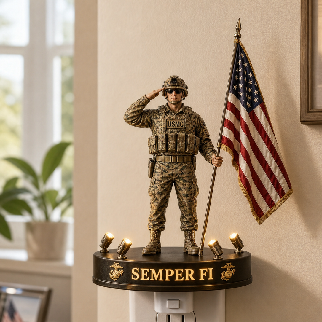 🎖️To Someone Unforgettable- U.S. Marine Corps Semper Fi Shadow Night Light