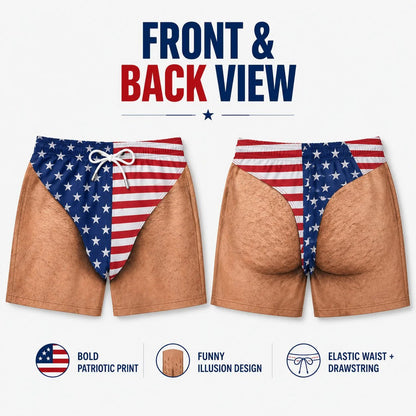 🇺🇸 Funny Patriotic Men’s Swim Trunks – Freedom & Chill Summer Beach Shorts 🏖️😎