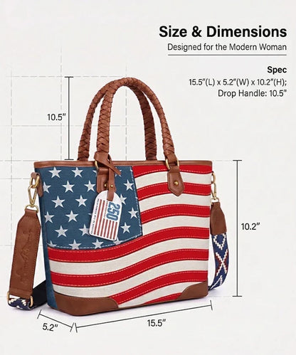 🔥50% OFF TODAY🔥 Vintage American Flag Tote Bag 🇺🇸 Western Patriotic Handbag for Women