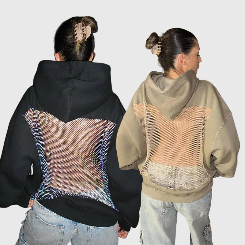 💥 50% OFF Final Sale – Crystal Mesh Hoodie ✨