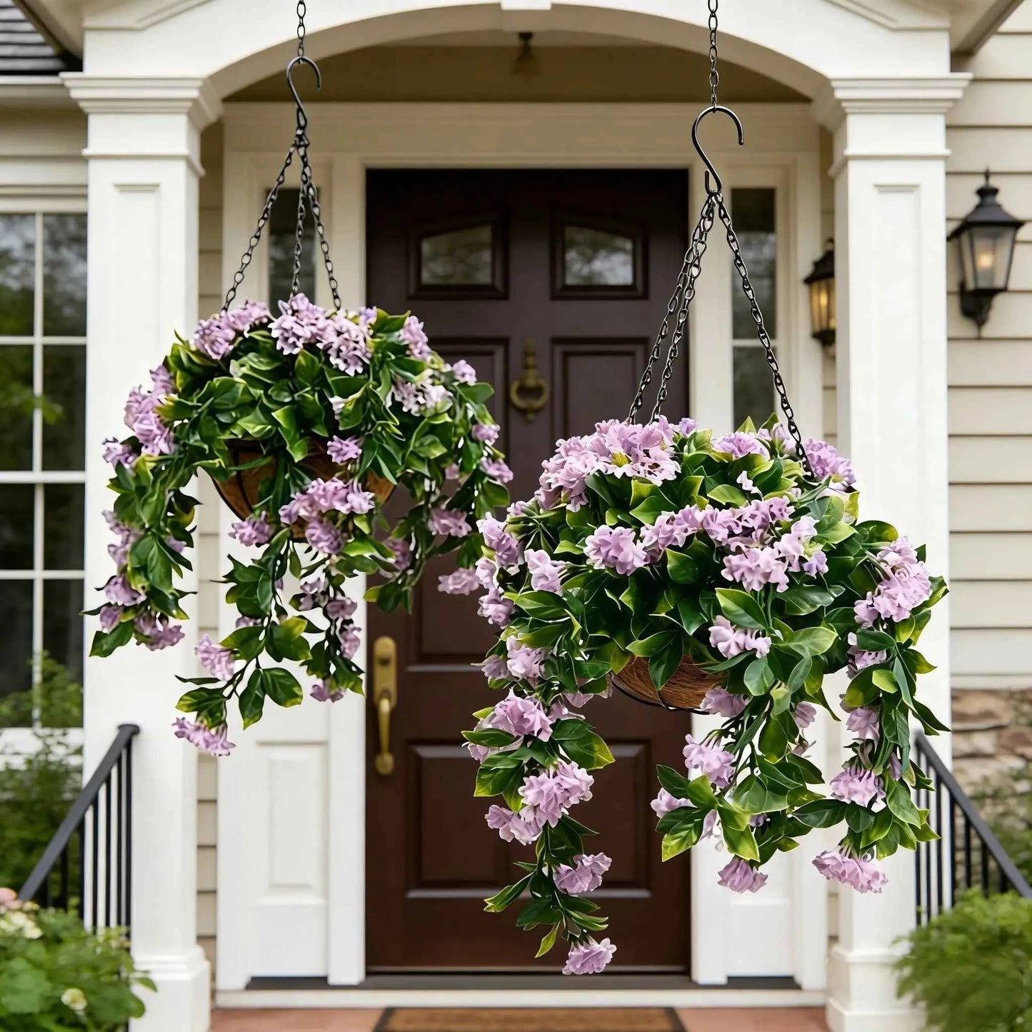 🌸 Artificial Hanging Flowers | Crepe Myrtle Basket Set for Outdoor Decor