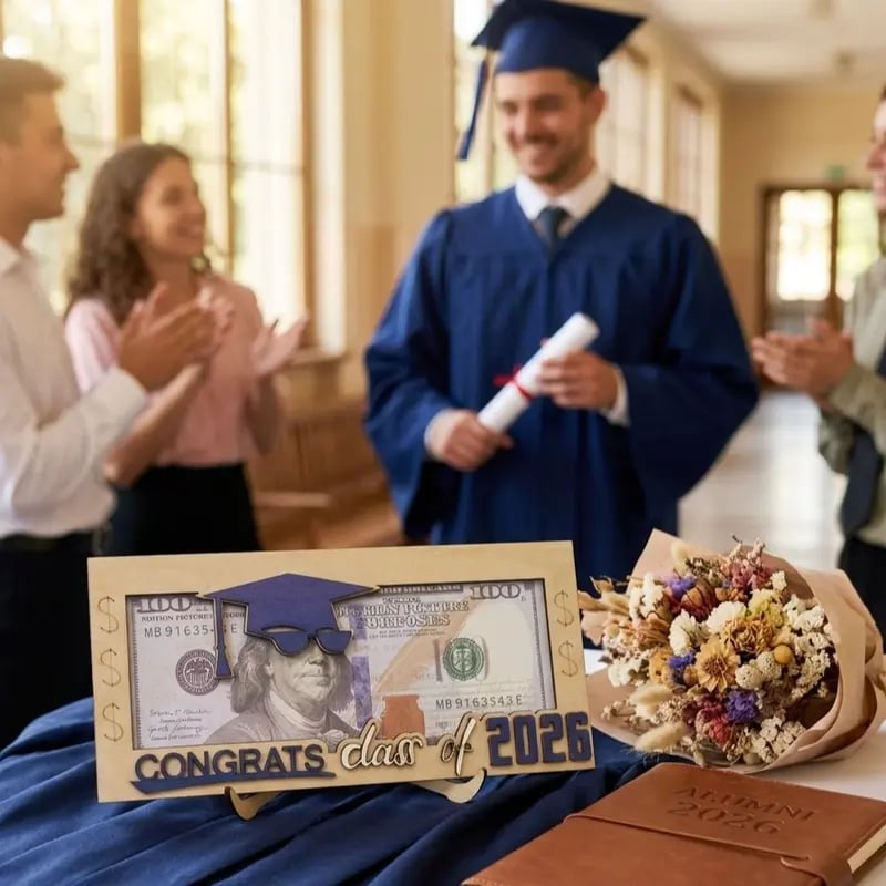 🎁Buy 1 Get 1 Free🎁|🎓 Class of 2026 Money Holder – Unique Wooden Cash Gift Box🧑‍🎓