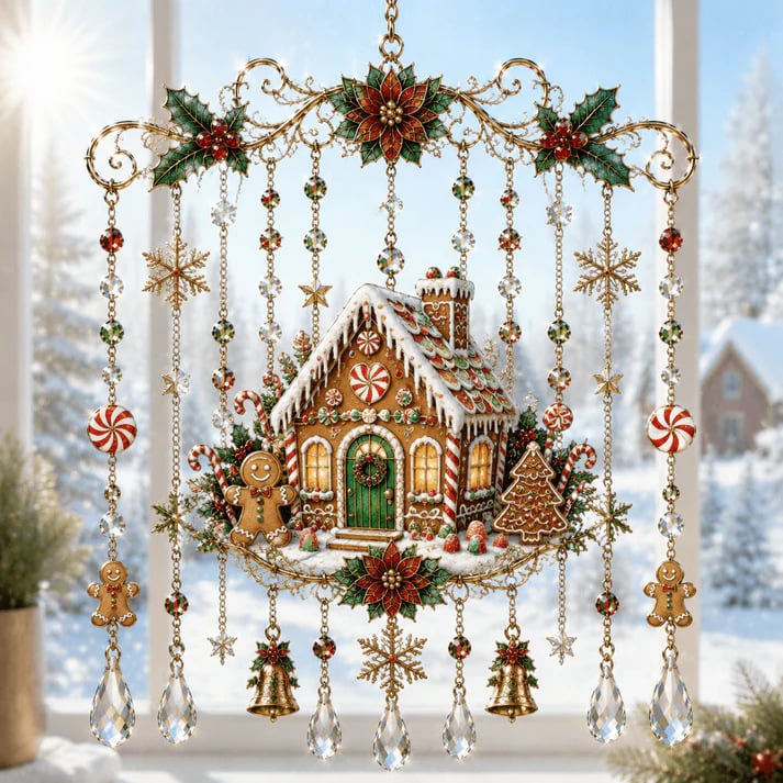 🎄✨ Christmas Stained Glass Suncatcher Wind Chime – Sparkling Crystal Drop Window Decor | 🔥 50% OFF