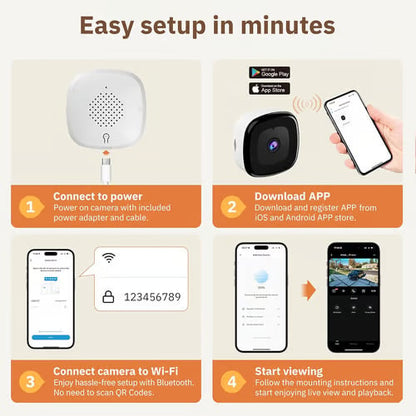 🎥 3MP 2K Window Camera 🔥 Color Night Vision 🌙 24/7 Recording & Smart Alerts 🚨 Supports 2.4GHz and 5GHz Wi-Fi Indoor Camera