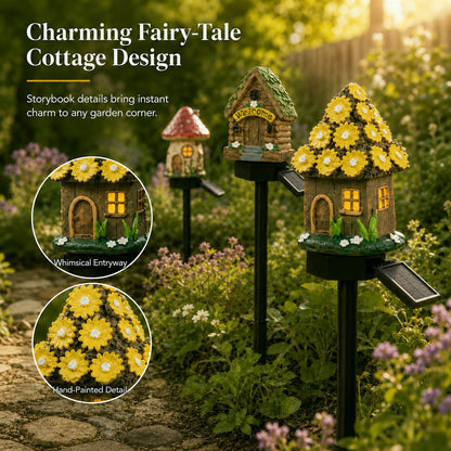 ⭐Zero Electric Bill! All Weather Fairy House Solar Garden Stake Lights