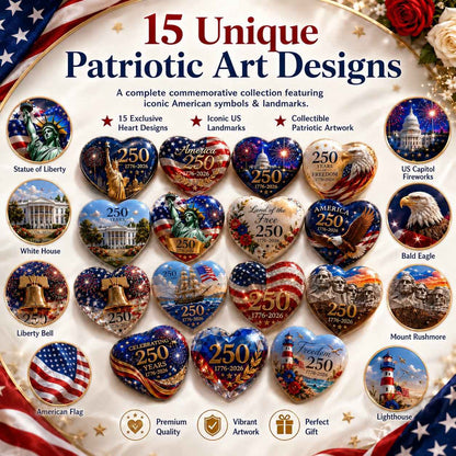 💥🗽America's 250th Anniversary Heart Ornament Collection 🎁 Limited Edition Keepsakes