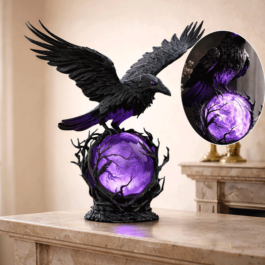 🖤 Nocturne Raven Orb Lamp, Gothic Style Decorative Orb Light, Artistic Table Lamp, Unique Father’s Day Gift for Home, Study & Bar Decoration