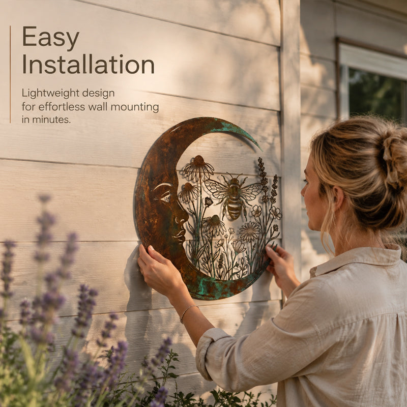 🔥Last Day 50% OFF Sola🔥-🌟🌜️Crescent Moon Bee Wall Decor🐝