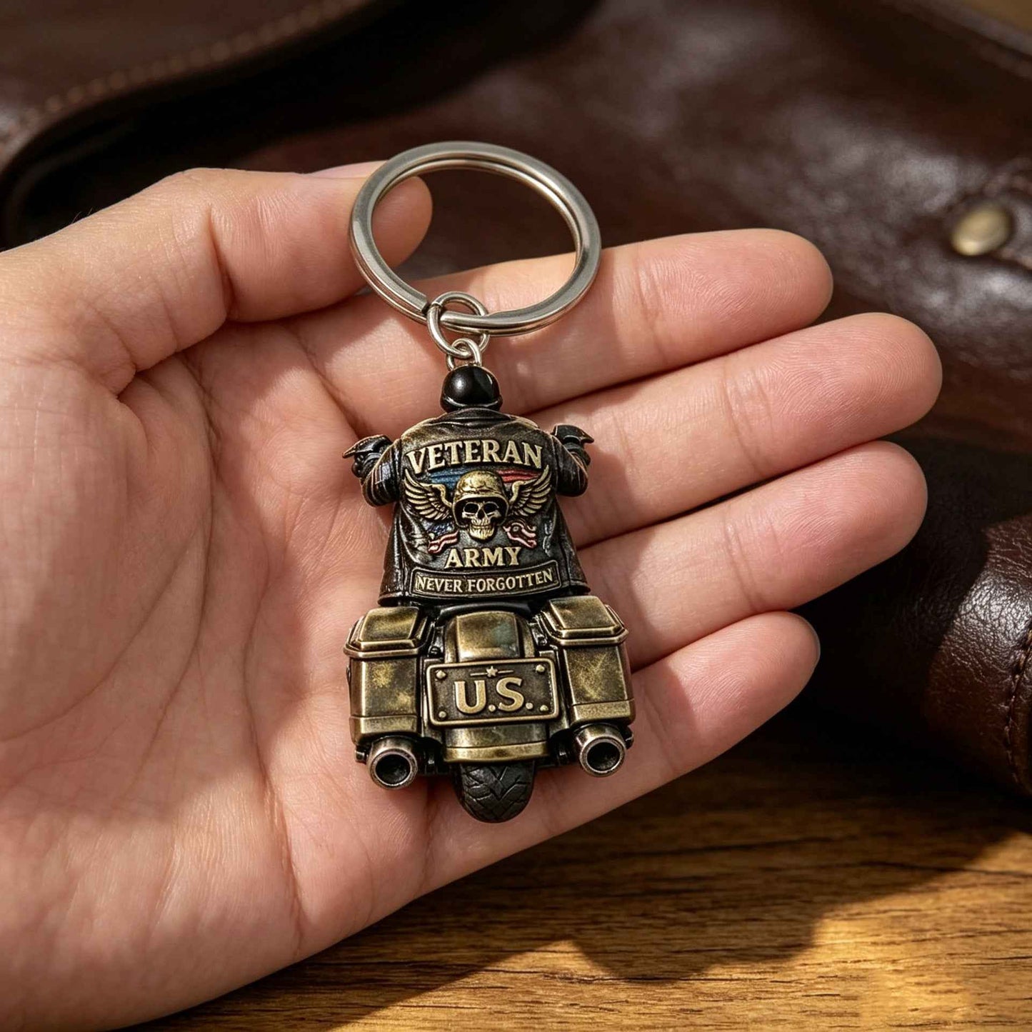 🎖️🔥 Vintage Veteran Motorcycle Keychain | Celebrate Honor, Courage