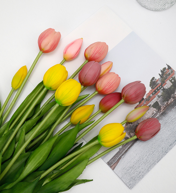 Last Day Promotion! 🔥Outdoor/Indoor UV Resistant & Waterproof Faux Tulip Bouquet 10Pcs Artificial Flower Decor ✅