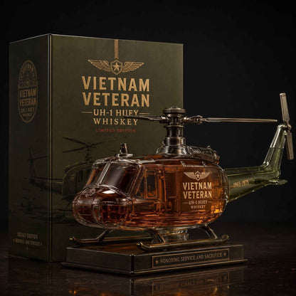 Vietnam Veteran UH-1 Huey Helicopter 1965-1975 Whiskey Bottle