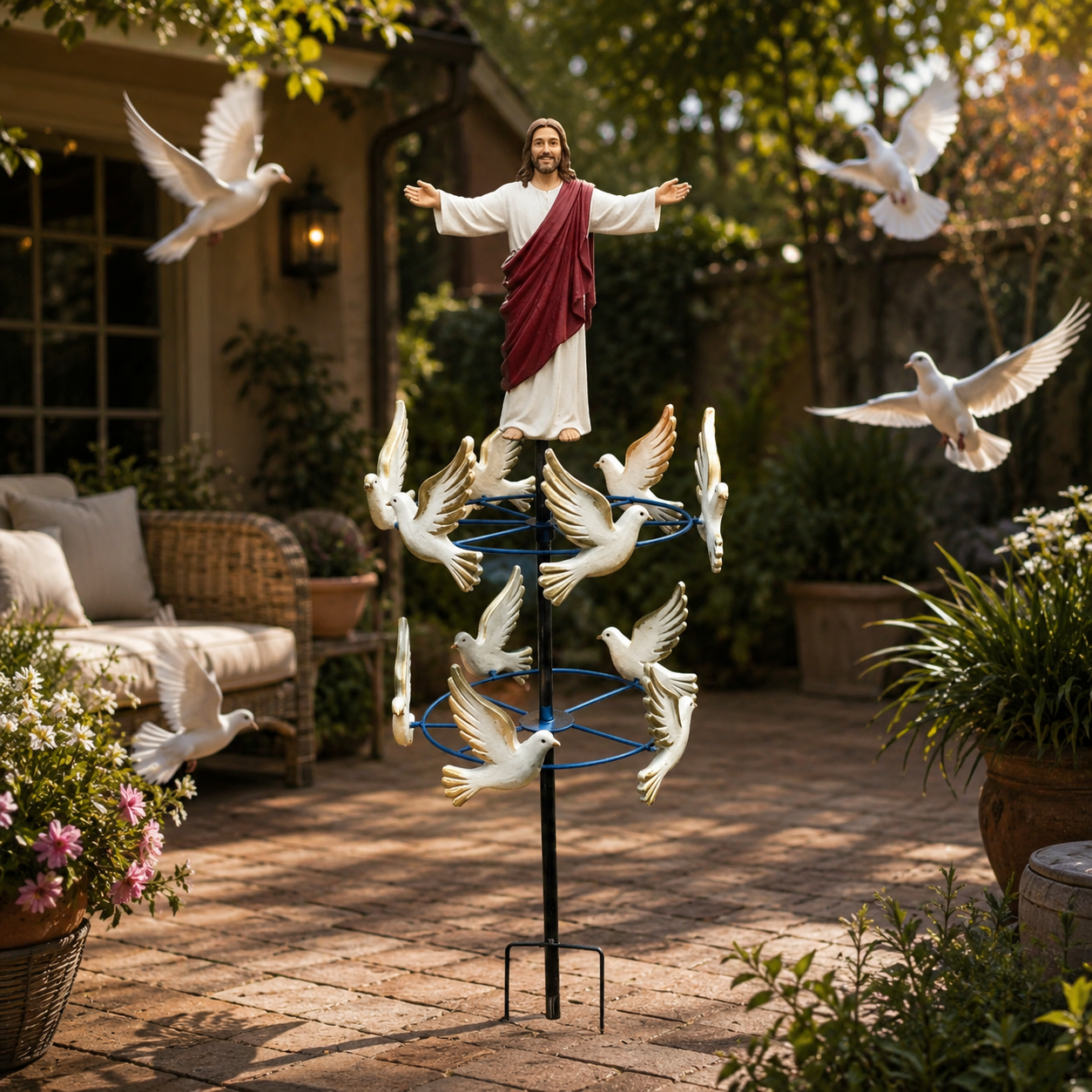 🔔Perfect For Christian✝️The Divine Jesus & Holy Dove Garden Wind Spinner🕊️