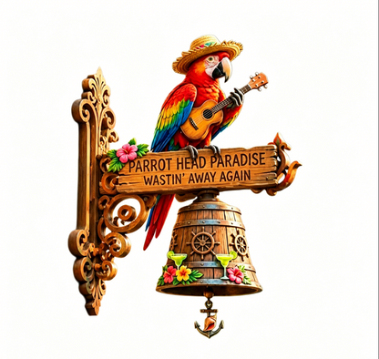 🔥Limited Time 49% OFF | 🔔🏝️ Parrot Head Paradise Wall Bell