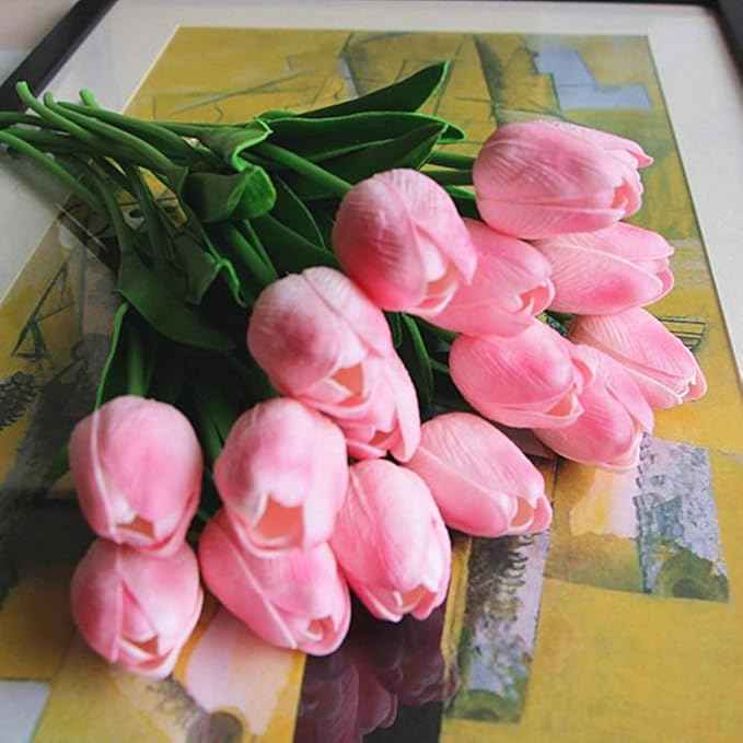 Last Day Promotion! 🔥Outdoor/Indoor UV Resistant & Waterproof Faux Tulip Bouquet 10Pcs Artificial Flower Decor ✅