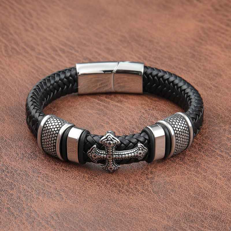 ⚔️ Hot Sale 50% OFF 🖤 Men’s Retro Leather Braided Bracelet