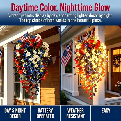 Last Day 50% OFF✨🇺🇸 Celebrate America’s 250th Anniversary with Patriotic Hanging Flower Baskets🌺