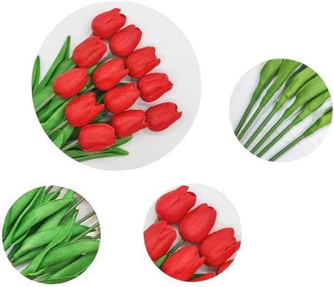 Last Day Promotion! 🔥Outdoor/Indoor UV Resistant & Waterproof Faux Tulip Bouquet 10Pcs Artificial Flower Decor ✅