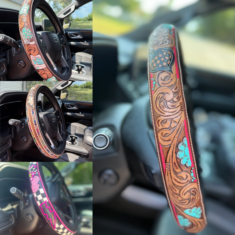 🤠 Give Your Ride That Wild West Energy🛞Western Cowboy Steering Wheel Cover