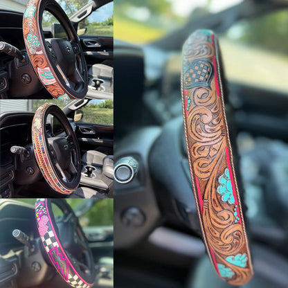 🤠 Give Your Ride That Wild West Energy🛞Western Cowboy Steering Wheel Cover