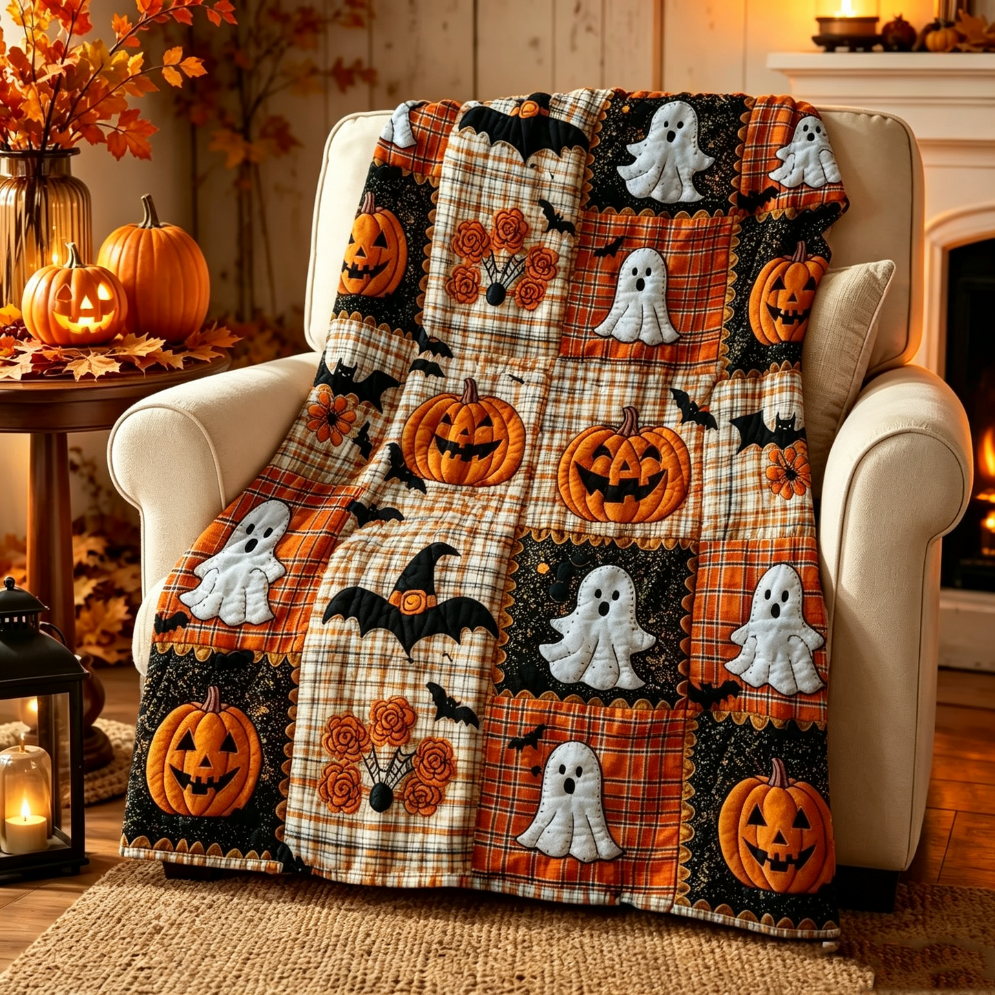 🎃🦇 Today 49% OFF🔥 Pumpkin & Bat Flannel Throw Blanket | Cozy Halloween Blanket for Sofa & Bed