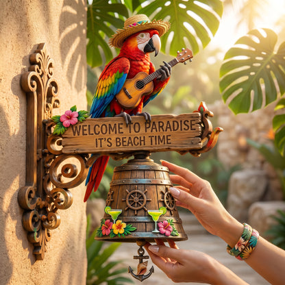 🔥Limited Time 49% OFF | 🔔🏝️ Parrot Head Paradise Wall Bell