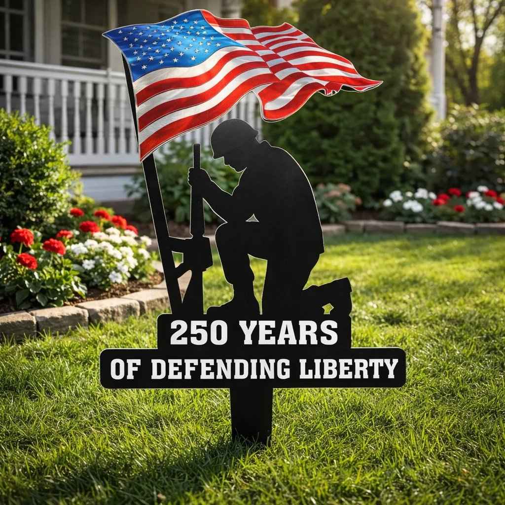 💥🔥 First 50 pieces🔥💥 ✨🇺🇸🗽  Metal Garden Stake – 🎖️ 250 Years of Defending Liberty