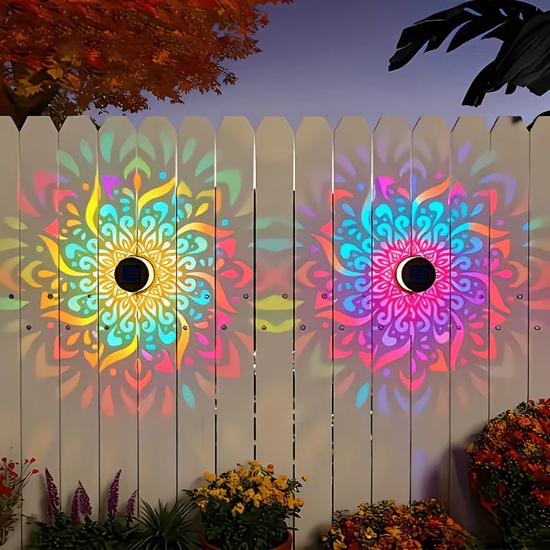 💖🏆Limited Time Sale 49% OFF🎁🏡Solar Mandala Wall Light Outdoor Garden Fence Projector Lamp Patio Ambient Decor