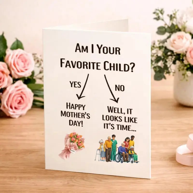 🌺Mother’s Day Discount💐Funny Mother’s Day Card: "Favorite Child" Gag Gift   🎈