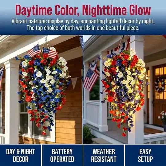 Last Day 50% OFF✨🇺🇸 Celebrate America’s 250th Anniversary with Patriotic Hanging Flower Baskets🌺