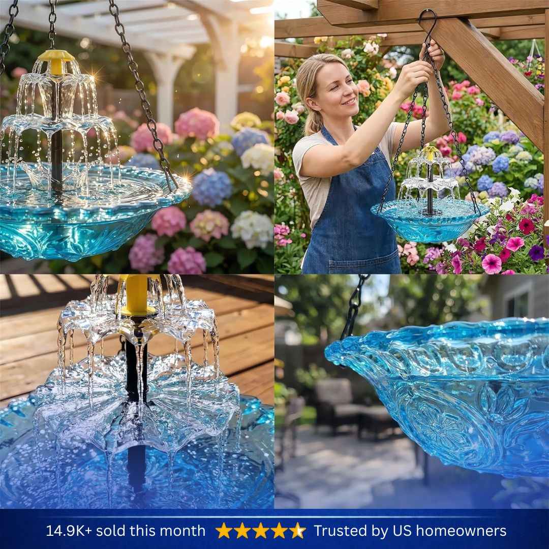 🐦 Solar Bird Bath Fountain | Hanging Cascade Garden Decor