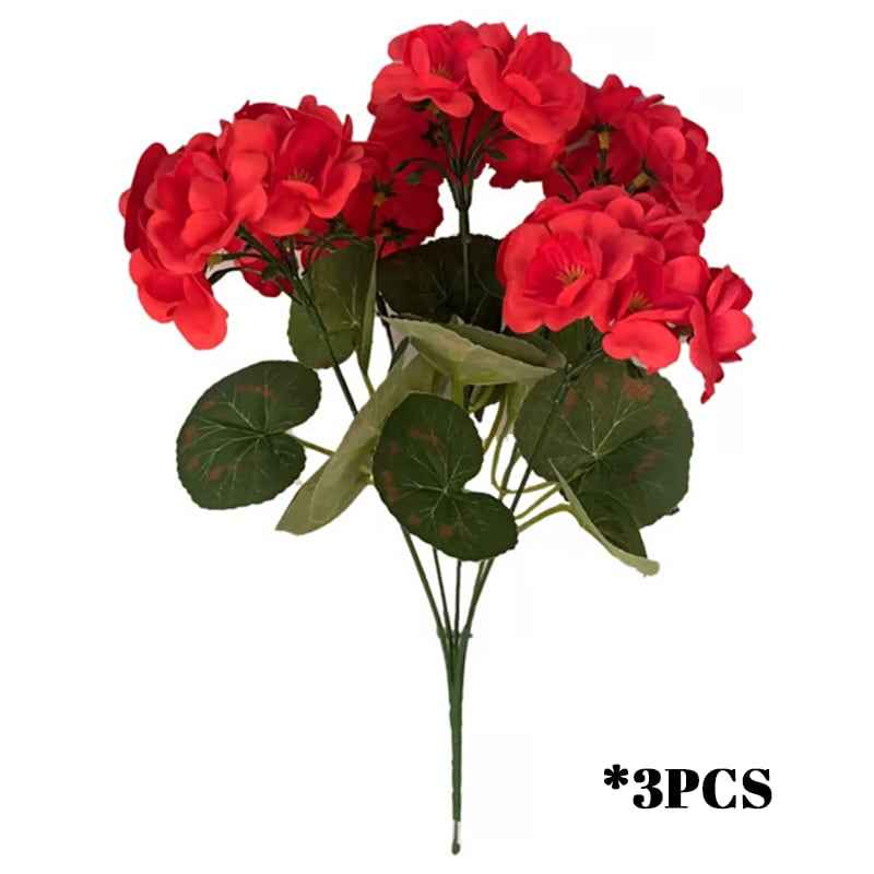🌸 Lush, UV-Resistant Artificial Geraniums – Real Look, No Maintenance! 🌞🏡