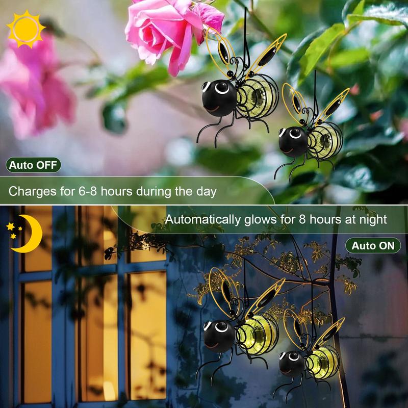 Hanging Solar Bee Garden Light 🐝 Cute Outdoor Lantern for Patio, Porch & Flower Beds